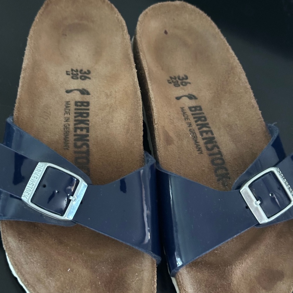 Birkenstock Blue Sandals with Adjustable Straps and Contoured Footbed